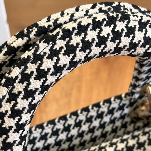 DIOR Medium Lady D-Lite Bag  Black and White Houndstooth Embroidery - Picture 4 of 11